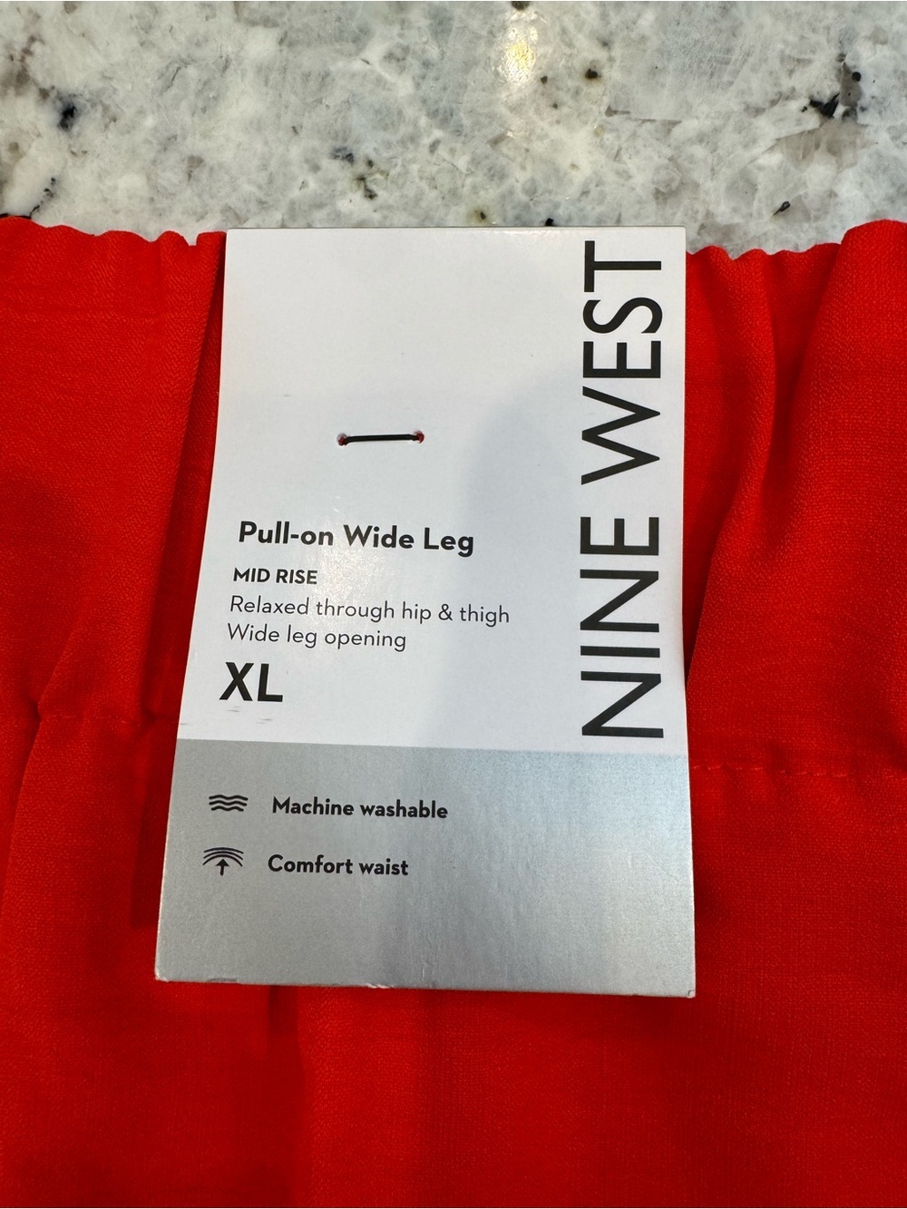 NWT Nine West Red Pull-On Wide Leg Pants XL Bright Red Office Career Culottes - Picture 6 of 10